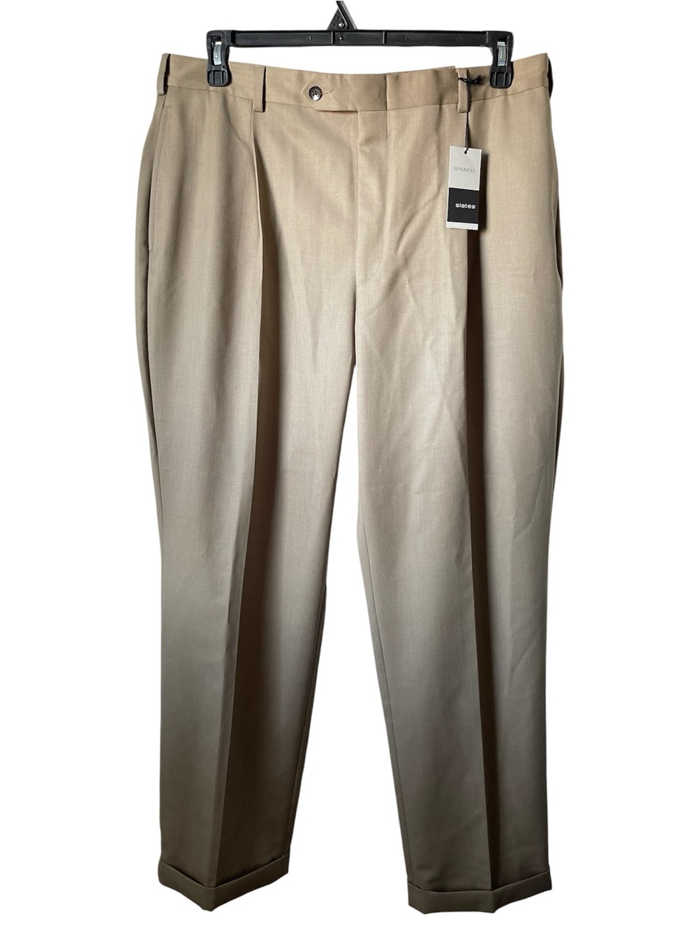 VTG NWT Slates Men’s 36x32 Pleated Dress Pant Tailored Pre-hemmed Cuffed Leg